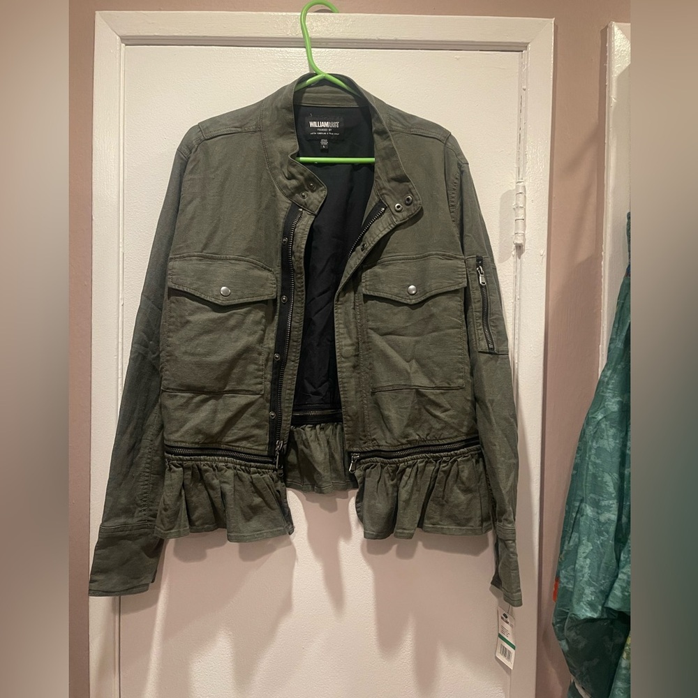 William Rast Green Utility Jacket with Fashion-Forward Details